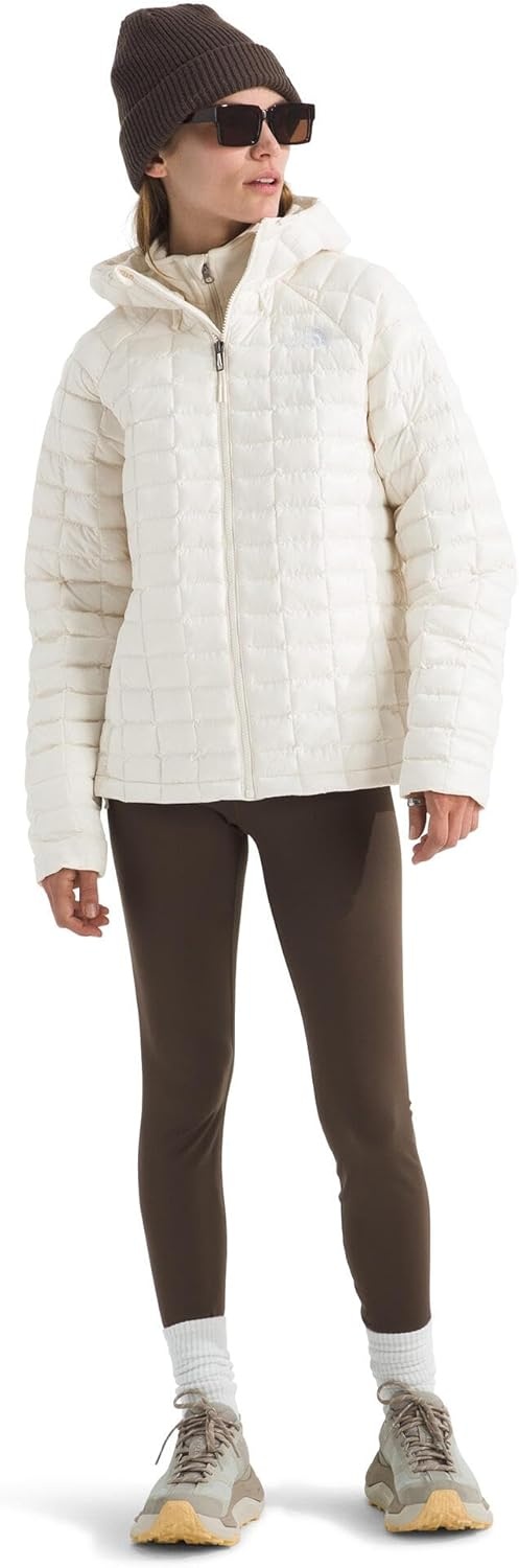 image:imageTHE NORTH FACE Womens Thermoball Hooded Jacket High Loft Insulation Wind amp Water Resistant Adjustable Hood amp Zip PocketsWhite Dune