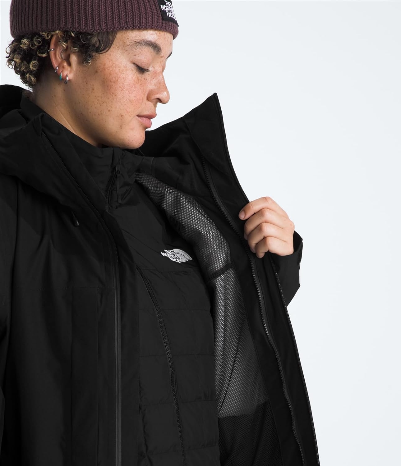 image:imageTHE NORTH FACE Womens Thermoball Snow Triclimate Jacket Standard amp Plus Size Insulated amp Waterproof Helmet CompatibleTnf Black