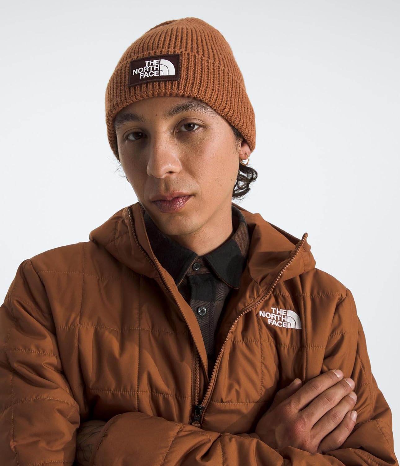 image:imageThe North FACE UnisexAdult TNF Logo Box Cuffed BeanieBurnt UmberDark Oak