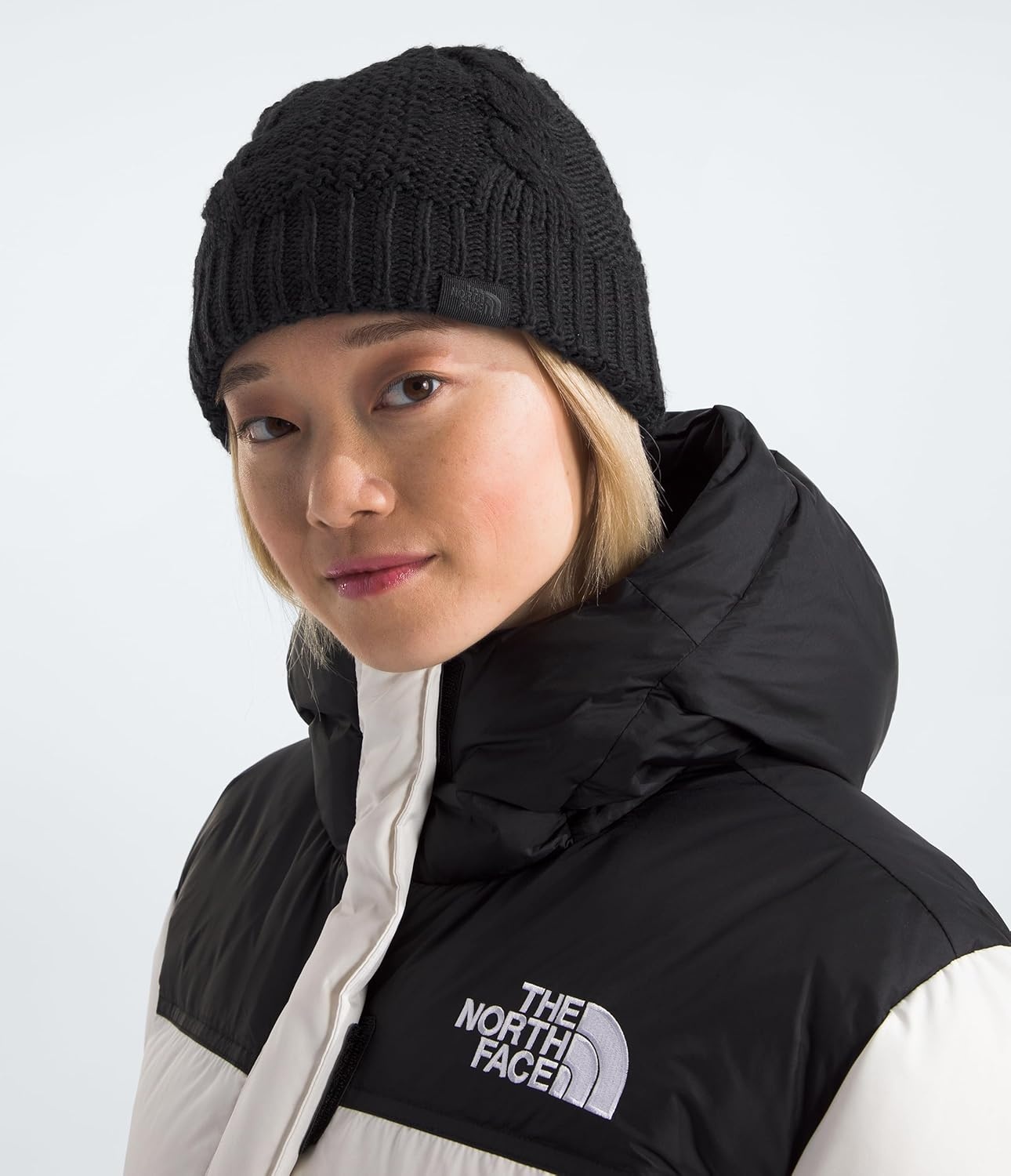 image:imageThe North FACE Womens Oh Mega Lined Beanie Deep Fit Cuffed Winter Hat with Soft Cable Knit Texture amp Fleece LiningTnf Black