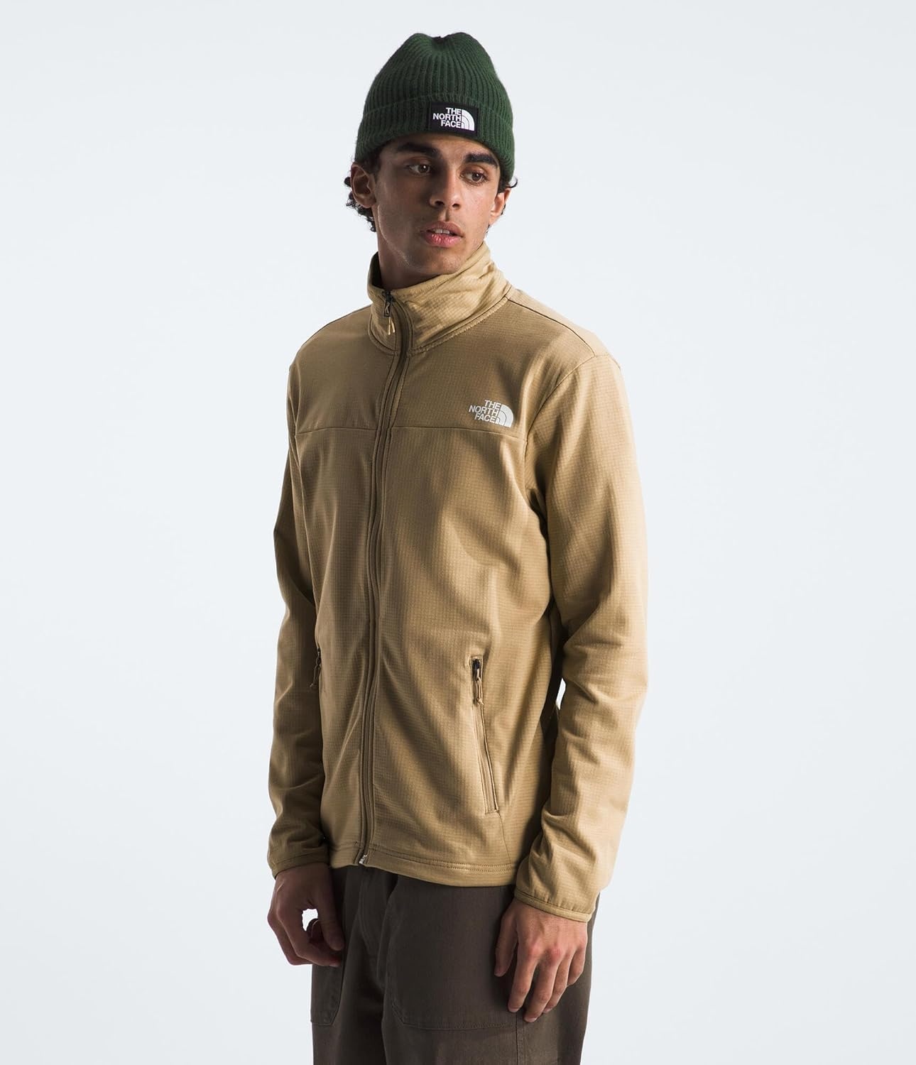 image:imageThe North Face Cedar Trail Grid Fleece Full Zip JacketKhaki Stone