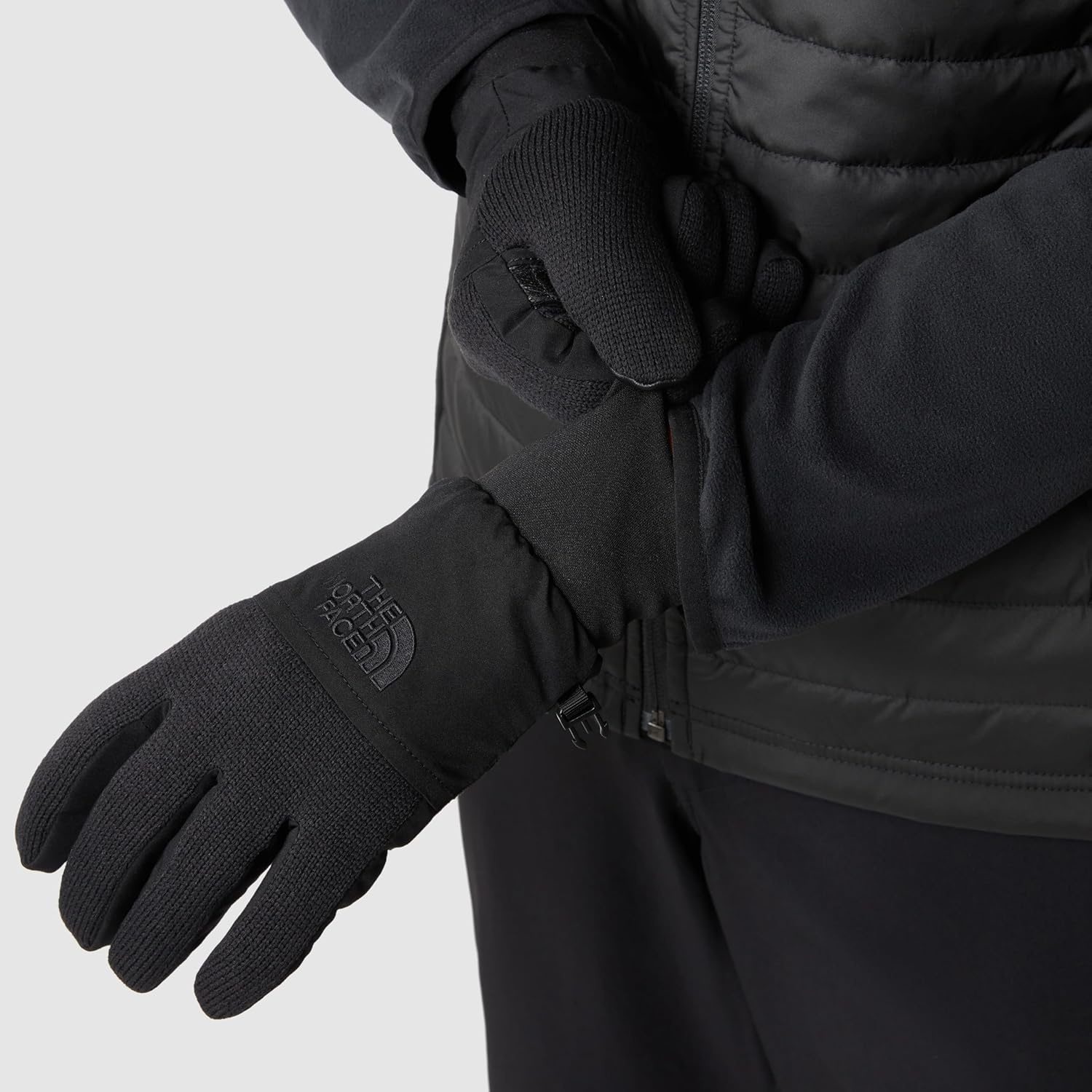 image:imageThe North Face Front Range Glove Touchscreen Compatible Water Repellent Padded Leather Palms Fleece LiningTnf Black Heather