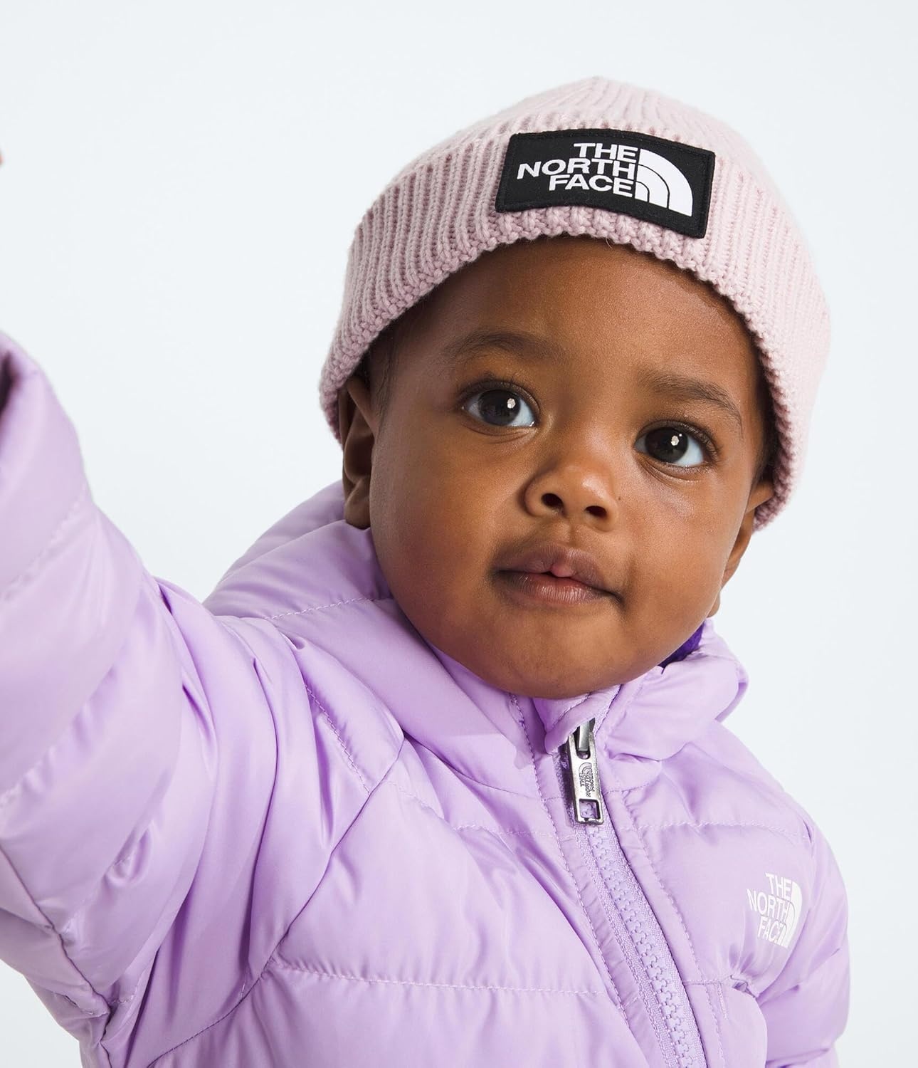image:imageThe North Face Kids Baby Logo Box Beanie Woven Logo Patch Cuffed Design Sustainable FabricPale Blossom
