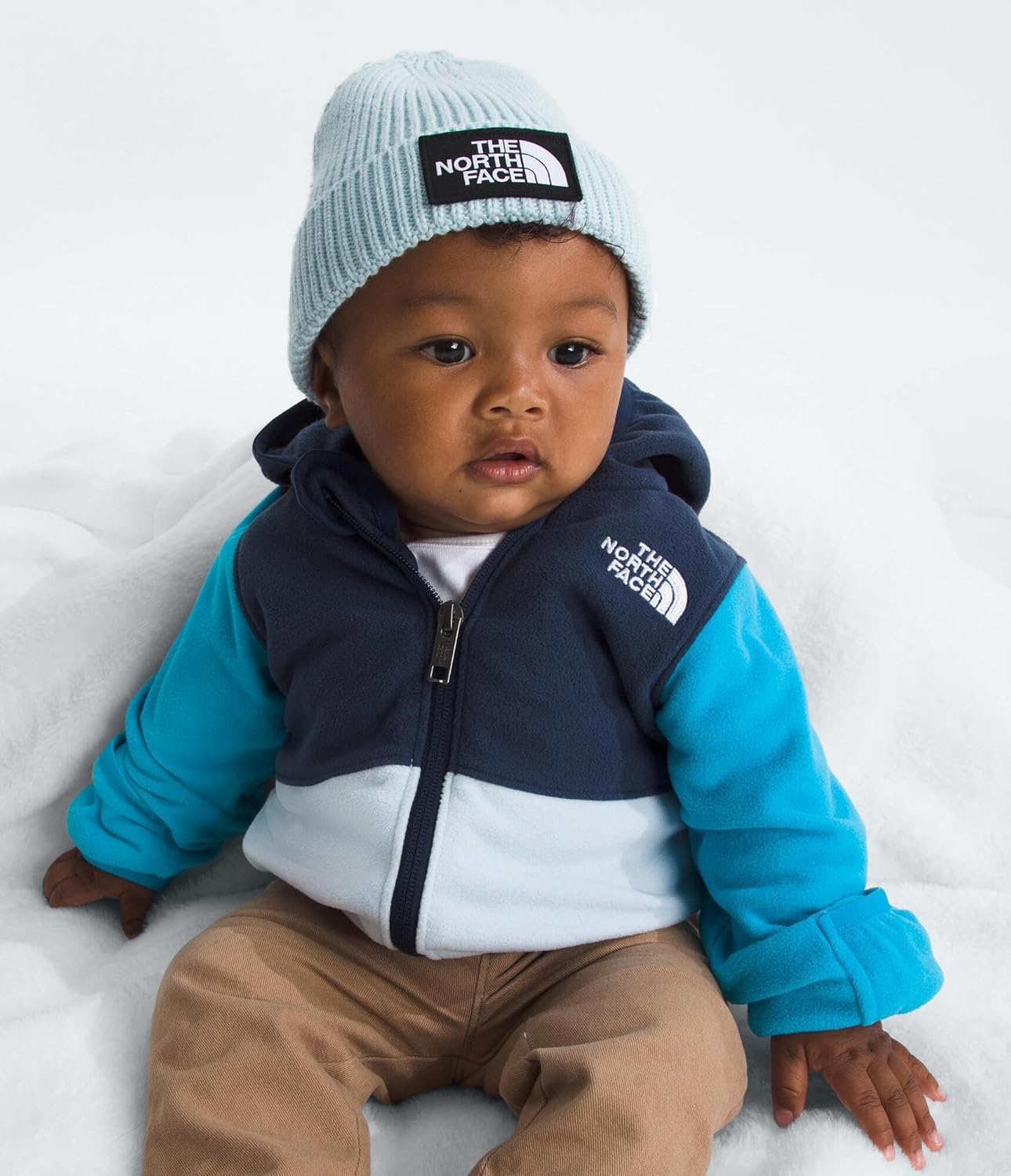 image:imageThe North Face Kids Baby Logo Box Beanie Woven Logo Patch Cuffed Design Sustainable FabricPolar Haze