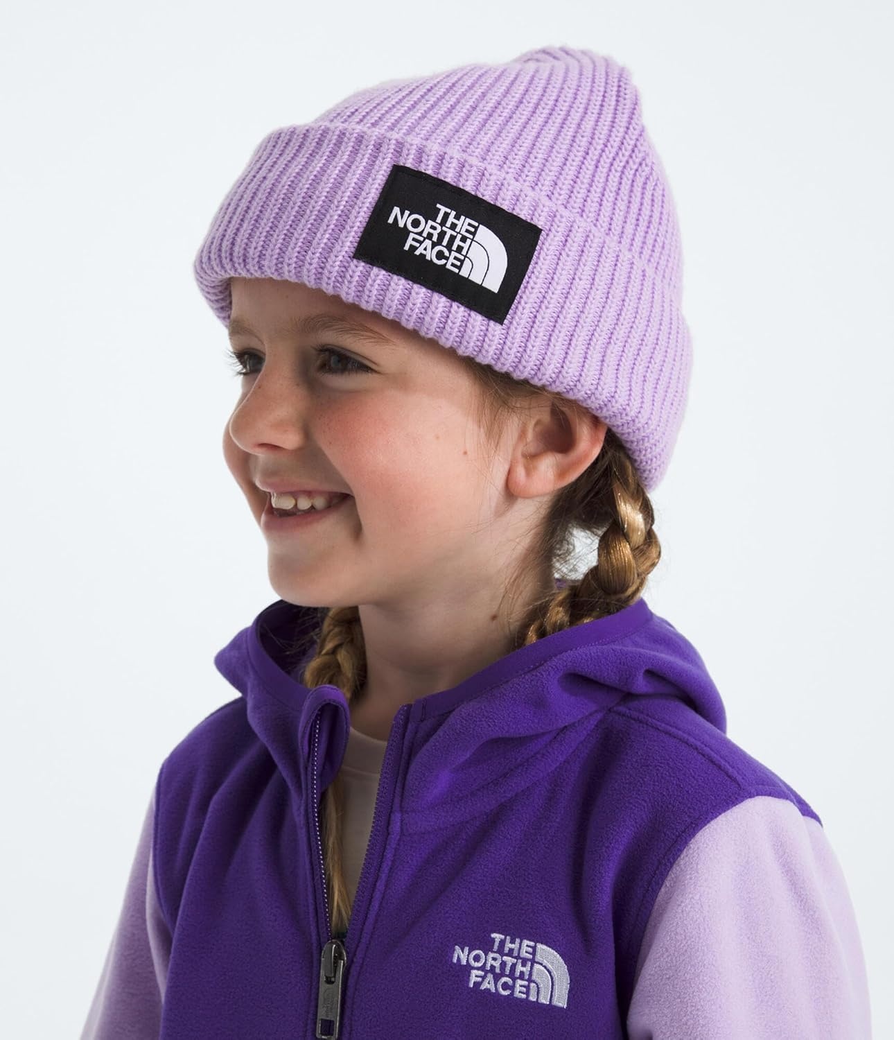 image:imageThe North Face Kids Salty Dog Winter Beanie Cuffed Winter Hat Moisture Management Flashdry Cable DetailingLite Lilac