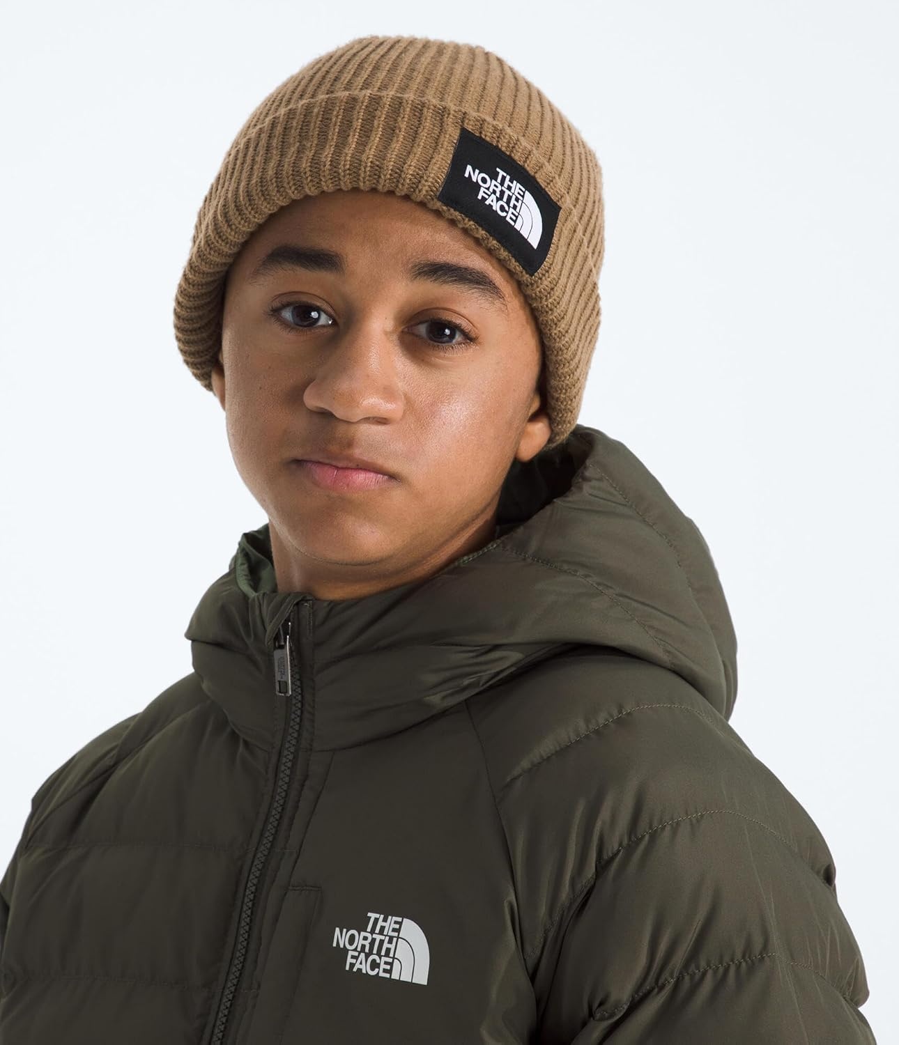 image:imageThe North Face Kids Salty Dog Winter Beanie Cuffed Winter Hat Moisture Management Flashdry Cable DetailingUtility Brown