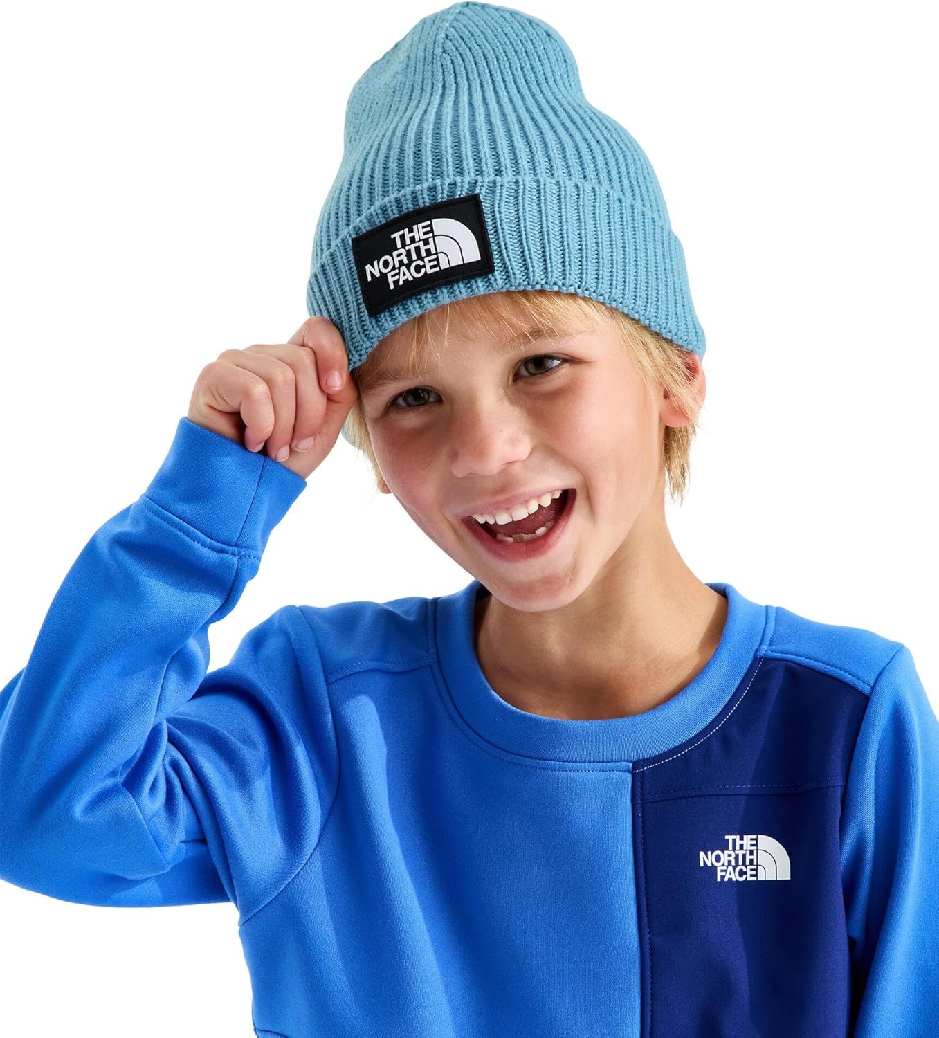image:imageThe North Face Kids TNF Logo Box Cuffed Beanie Classic Fit Winter Hat for Boys amp Girls Soft amp Stretchy Recycled YarnPale Teal