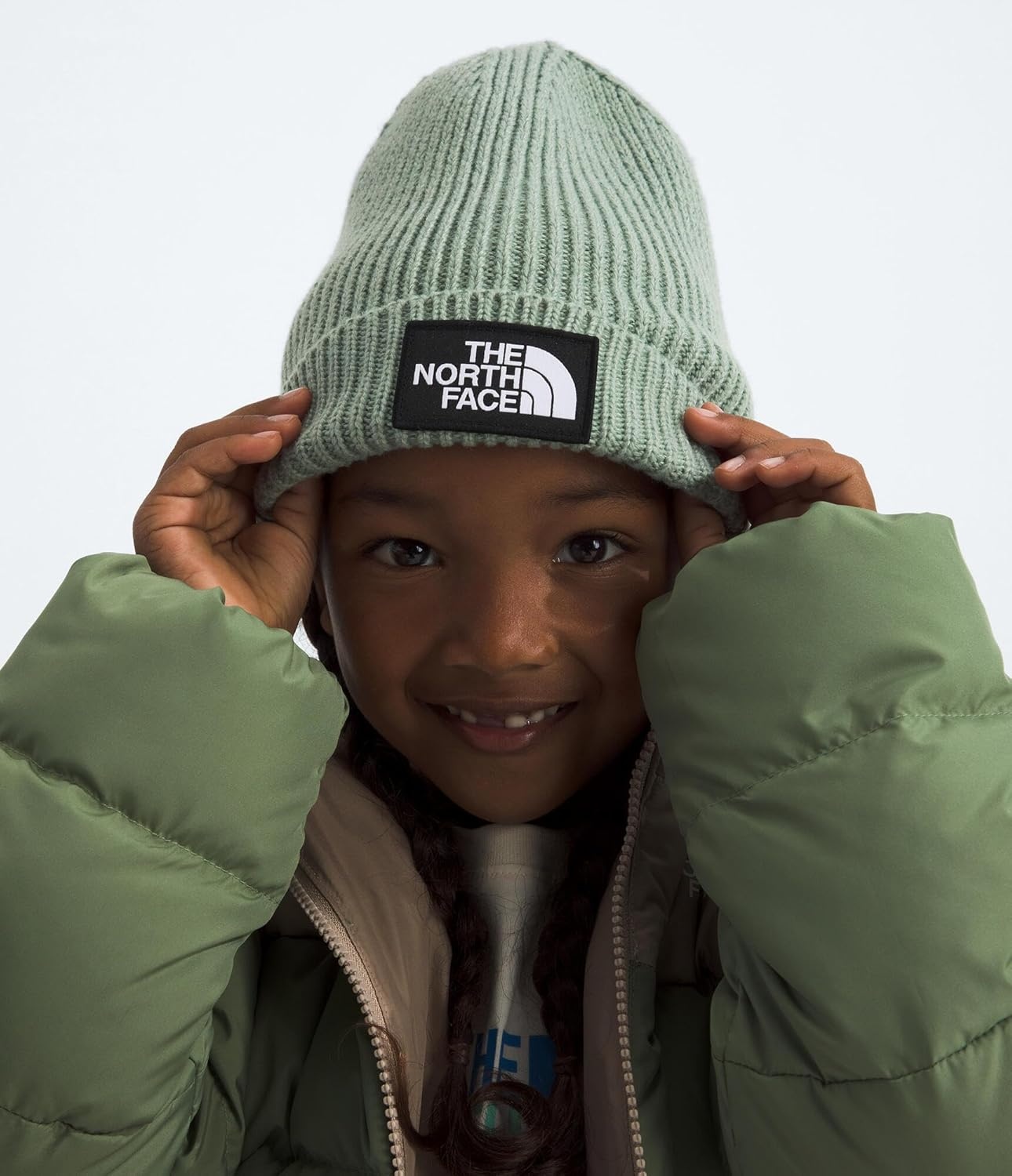 image:imageThe North Face Kids TNF Logo Box Cuffed Beanie Classic Fit Winter Hat for Boys amp Girls Soft amp Stretchy Recycled YarnSlate Moss