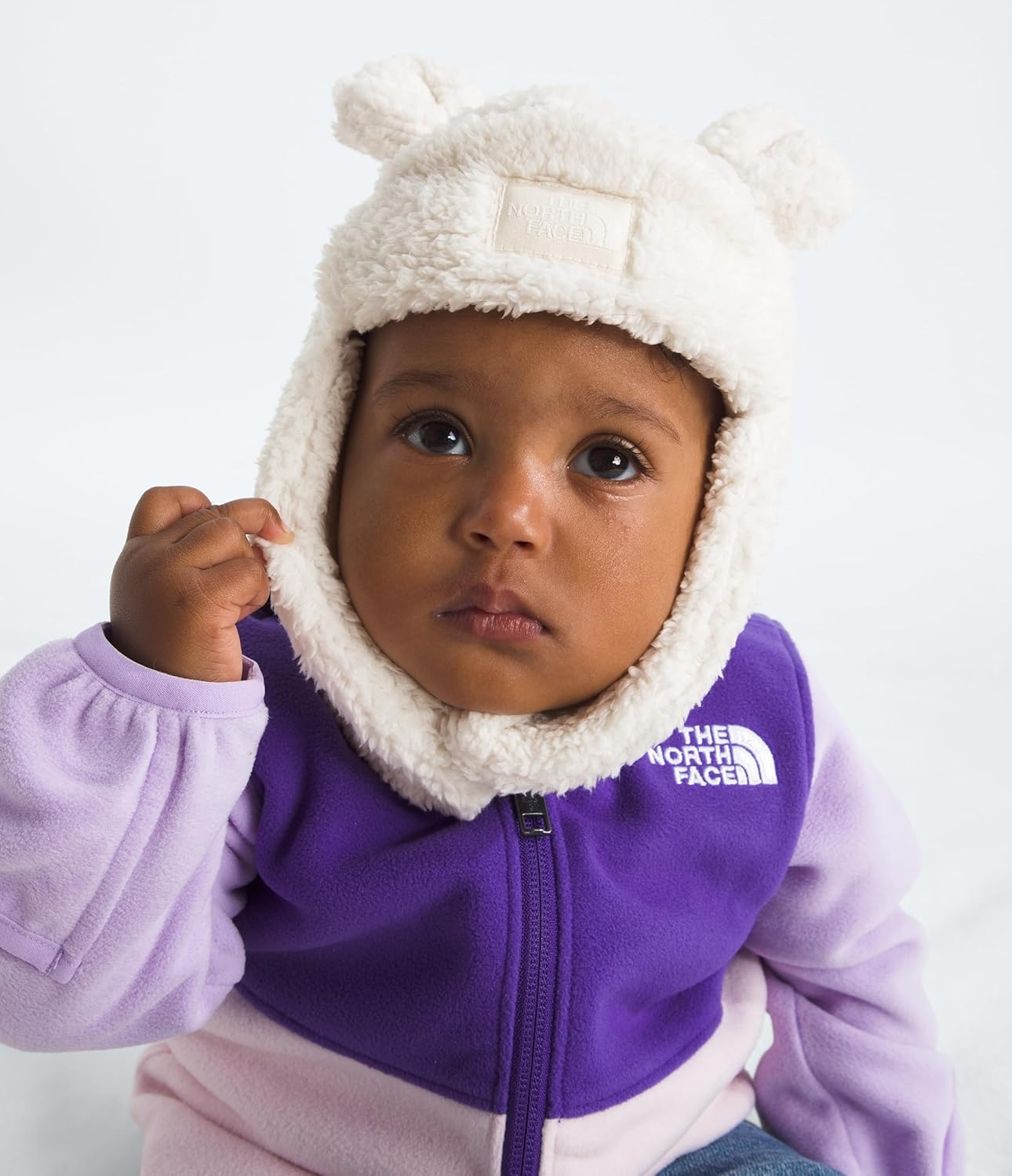 image:imageThe North Face Kids Trapper Warm Winter Hat for Toddlers with Soft Fleece Lining Cute Bear Ears amp Cozy EarflapsWhite Dune