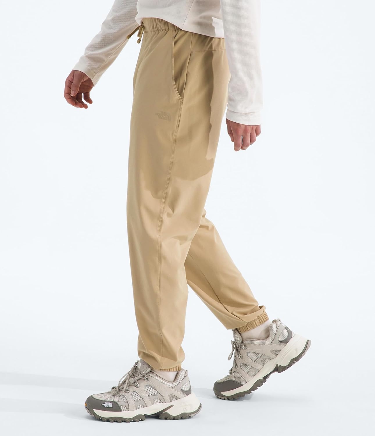 image:imageThe North Face Mens Paramount Jogger Moisture Wicking Pants Elastic Waistband with Adjustable Drawcord Hand PocketsKhaki Stone