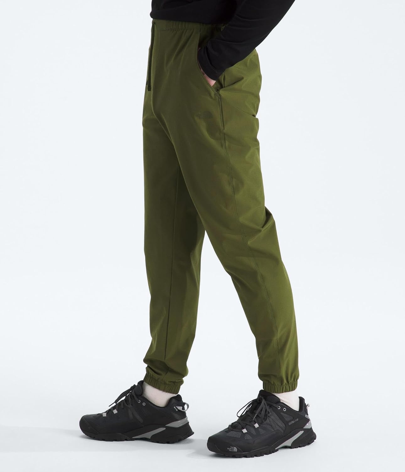 image:imageThe North Face Mens Paramount Jogger Moisture Wicking Pants Elastic Waistband with Adjustable Drawcord Hand PocketsWoodland Green
