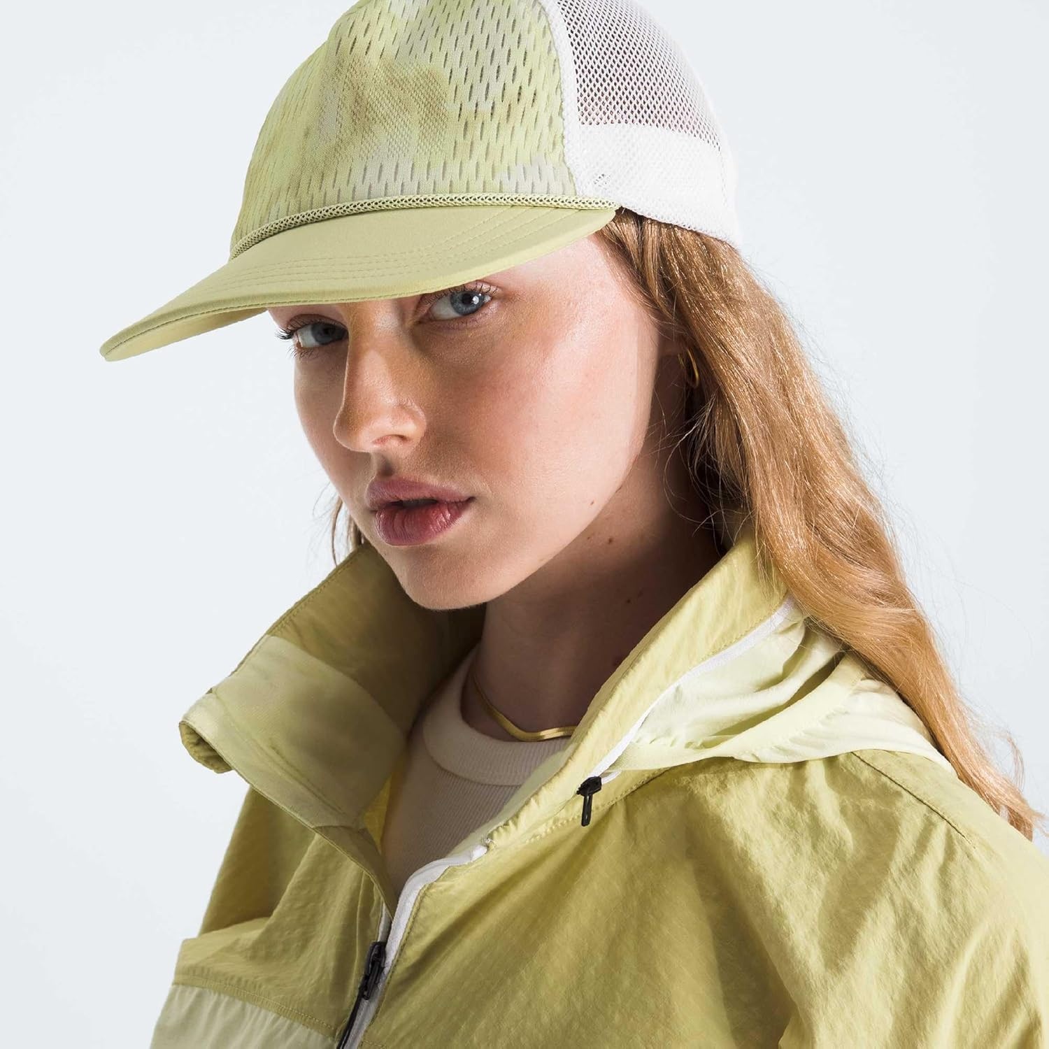 image:imageThe North Face Runner TruckerLemon Mist Diffused Nature PrintPearTnf White