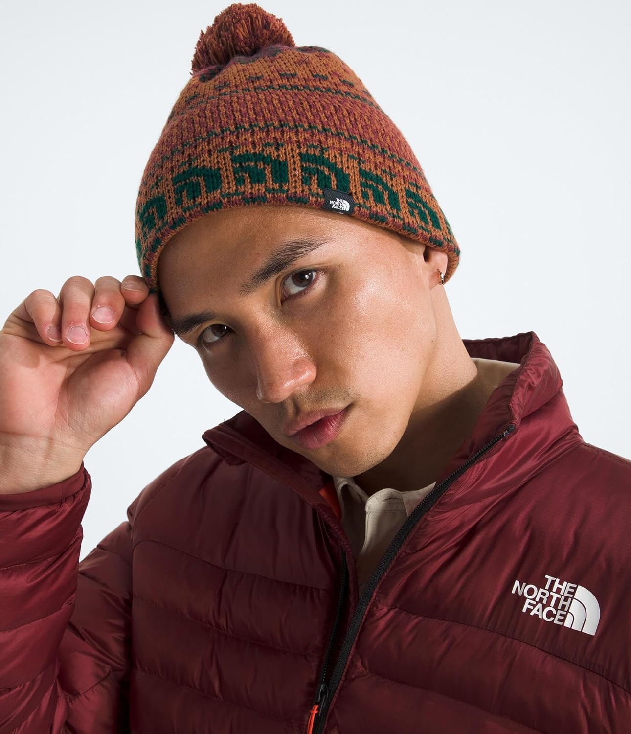 image:imageThe North Face Womens Cabin Ski TukeBurnt Umber JacquardPom