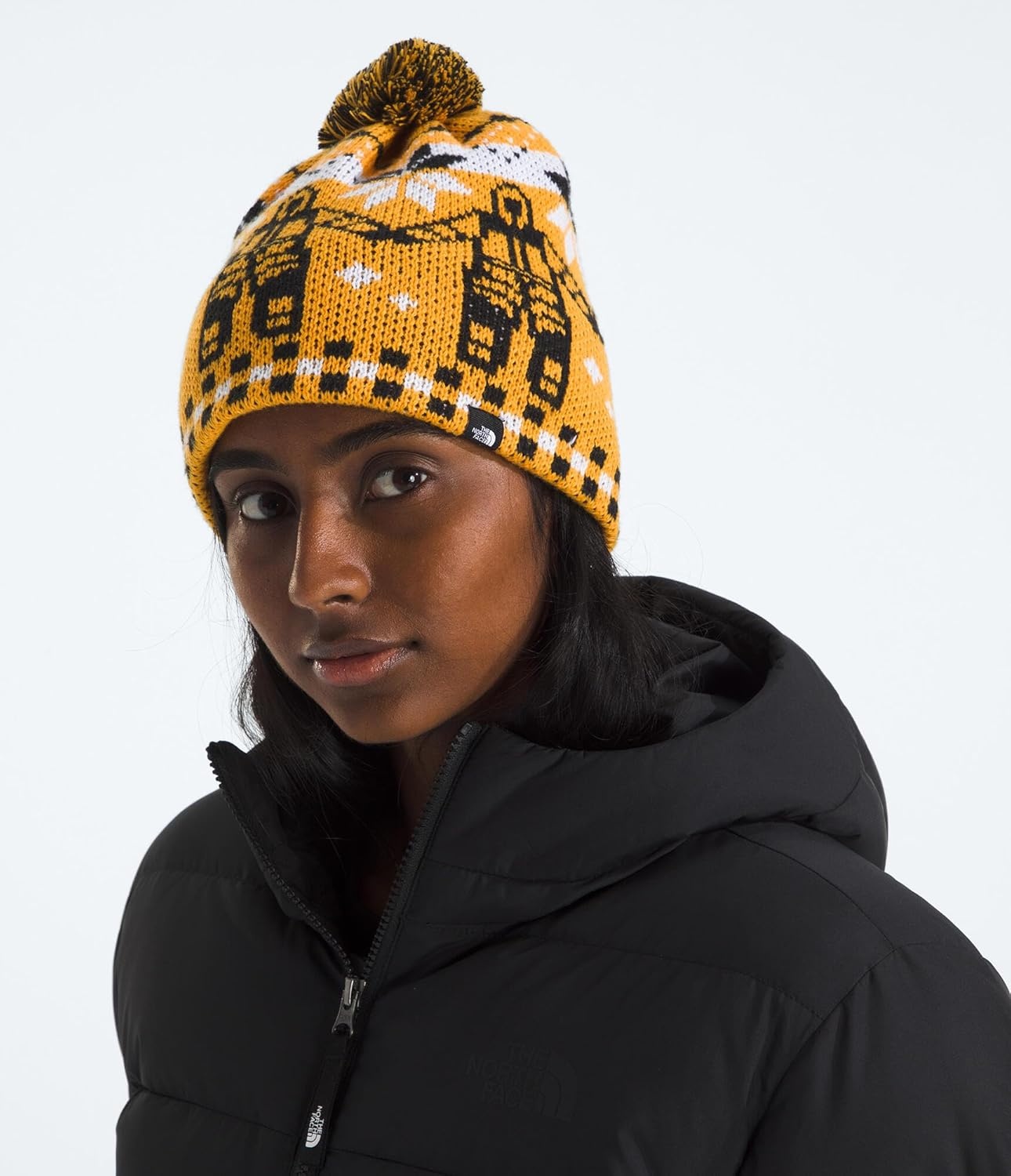 image:imageThe North Face Womens Cabin Ski TukeSummit Gold Him Suit JacquardPom