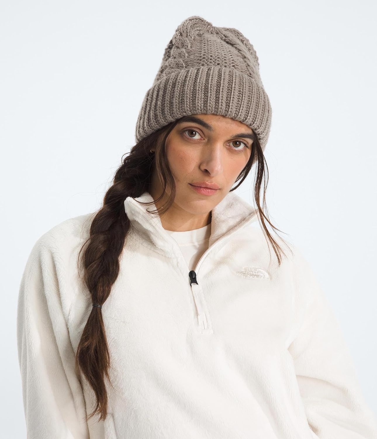 image:imageThe North Face Womens Oh Mega Beanie Classic Fit Winter Hat with Soft Cable Knit Texture Adjustable CuffMocha Brown