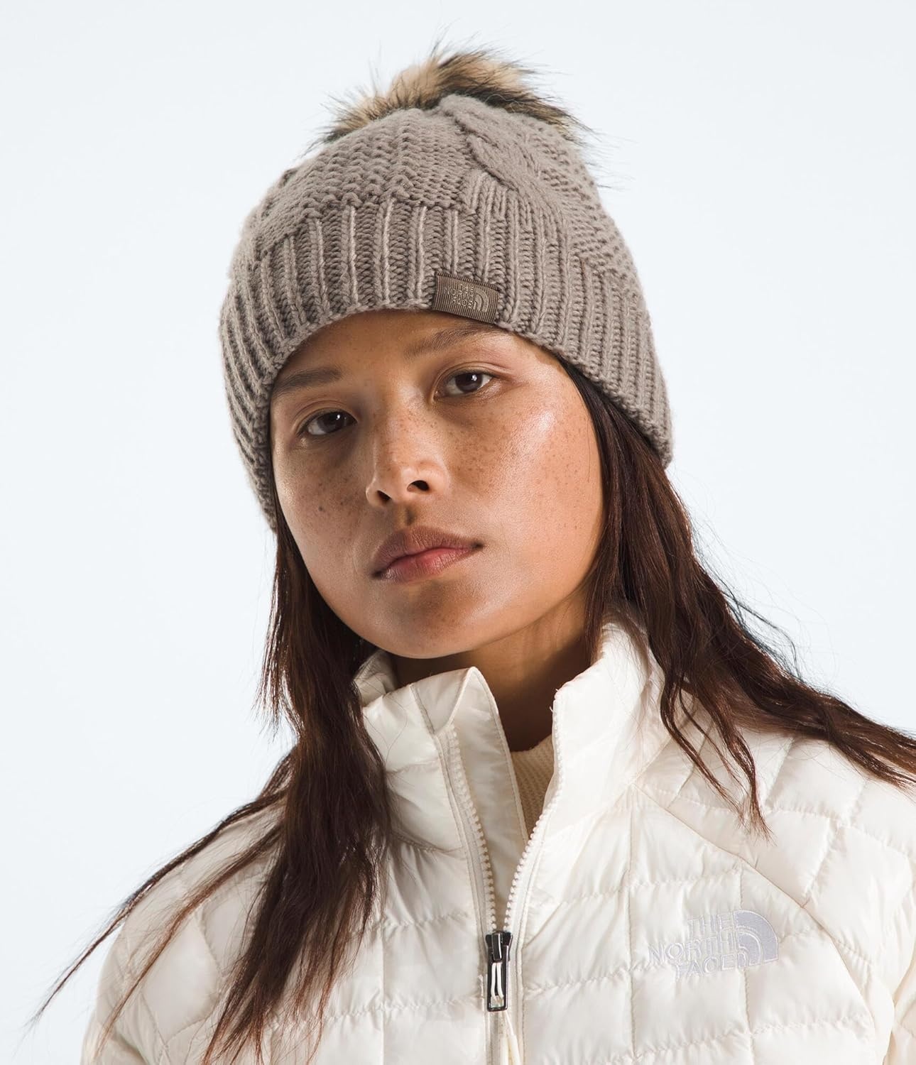image:imageThe North Face Womens Oh Mega Fur Pom Lined BeanieMocha Brown