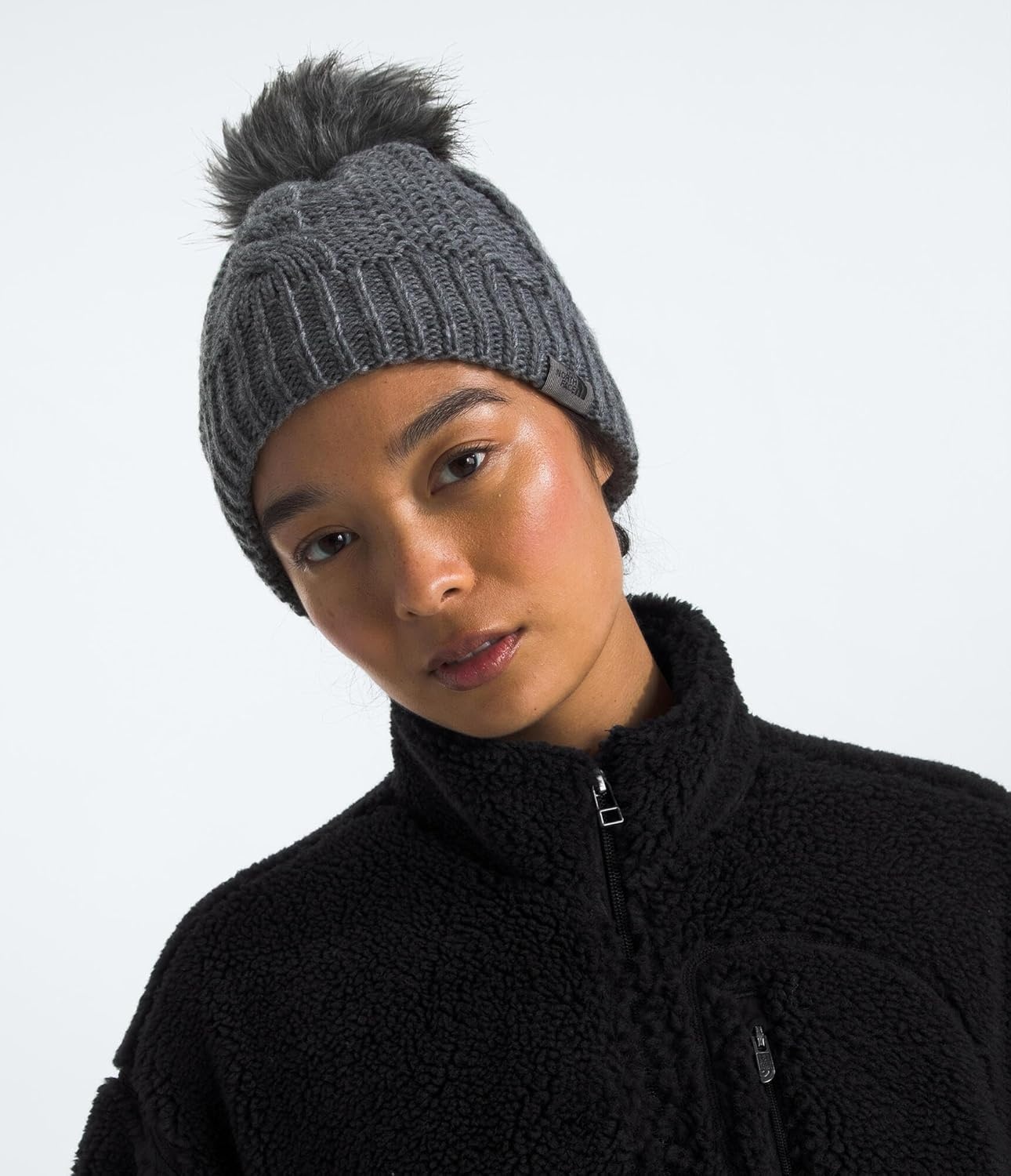 image:imageThe North Face Womens Oh Mega Fur Pom Lined BeanieTnf Medium Grey Heather