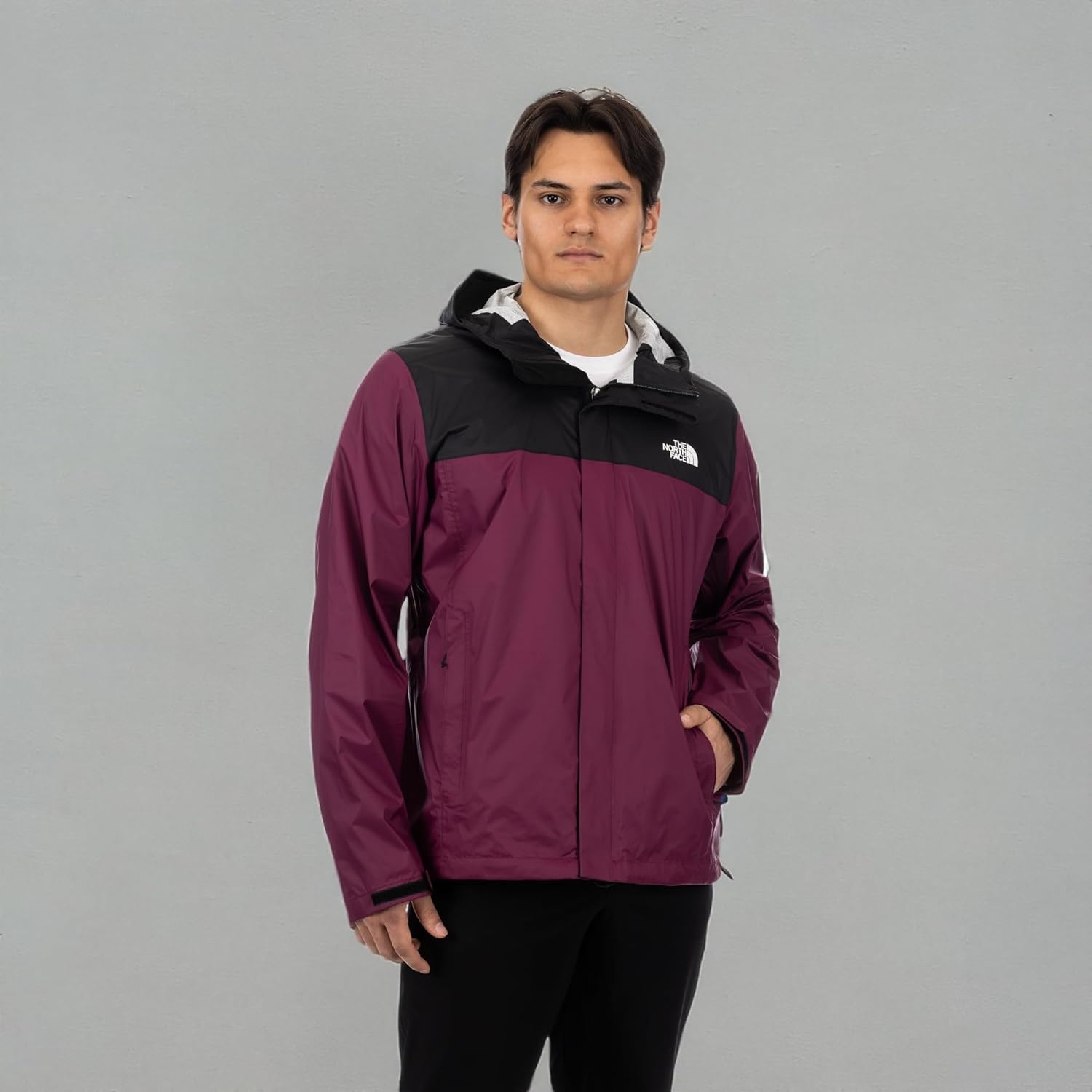 image:imageThe North Face mens Venture 2 Jacket Waterproof amp Windproof Hooded Raincoat Adjustable Hood Breathable PitzipsBoysenberry