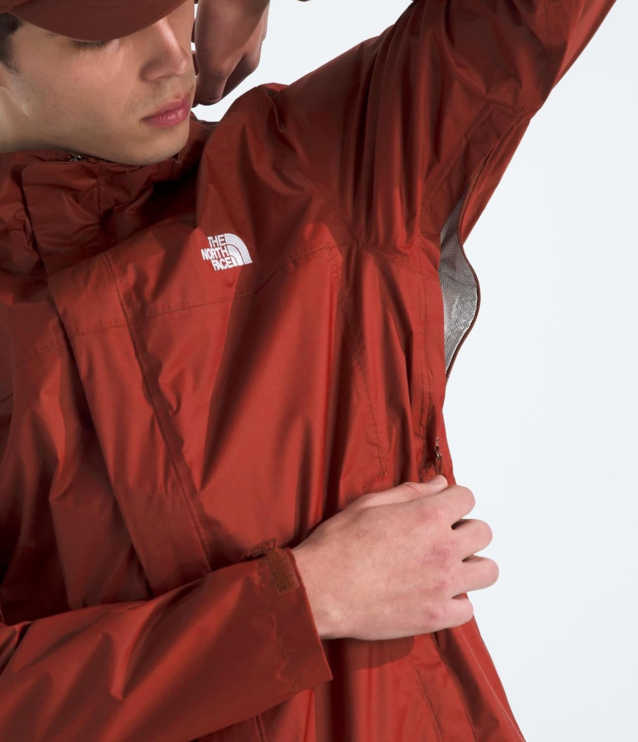 image:imageThe North Face mens Venture 2 Jacket Waterproof amp Windproof Hooded Raincoat Adjustable Hood Breathable PitzipsIron Clay