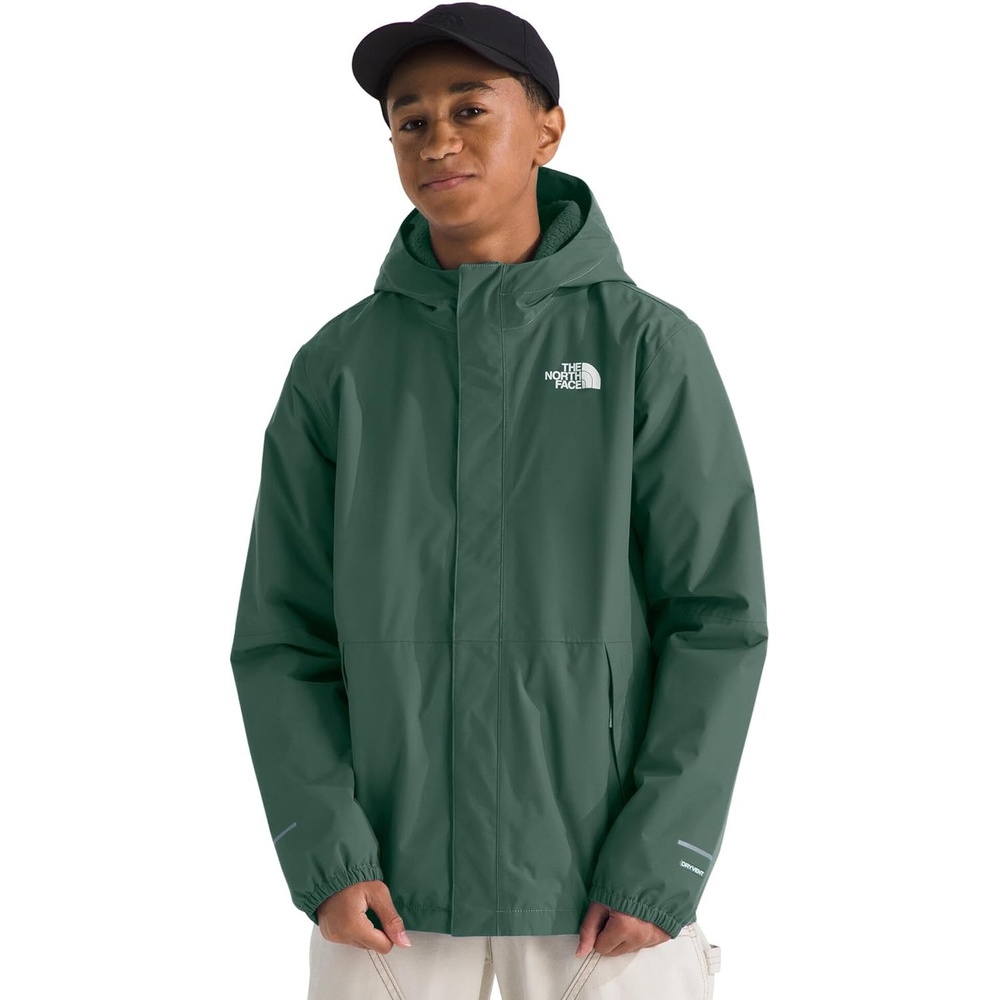 image:imageTHE NORTH FACE Boys Warm Antora Rain Jacket Waterproof Breathable Heatseeker Insulation 3piece Hood Zip PocketsDuck Green