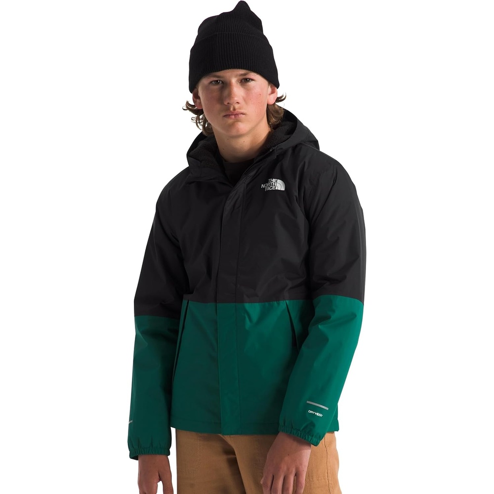 image:imageTHE NORTH FACE Boys Warm Antora Rain Jacket Waterproof Breathable Heatseeker Insulation 3piece Hood Zip PocketsEvergreen