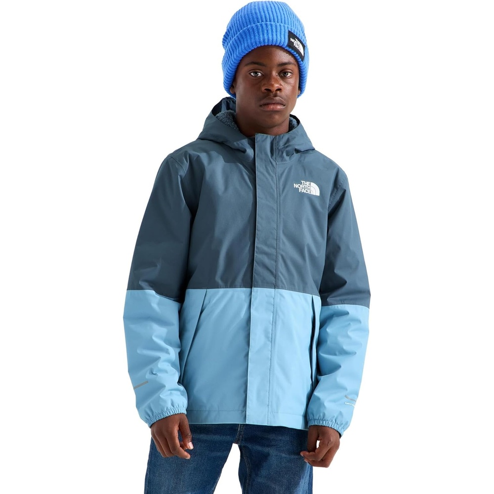 image:imageTHE NORTH FACE Boys Warm Antora Rain Jacket Waterproof Breathable Heatseeker Insulation 3piece Hood Zip PocketsGranite GreyPale Teal
