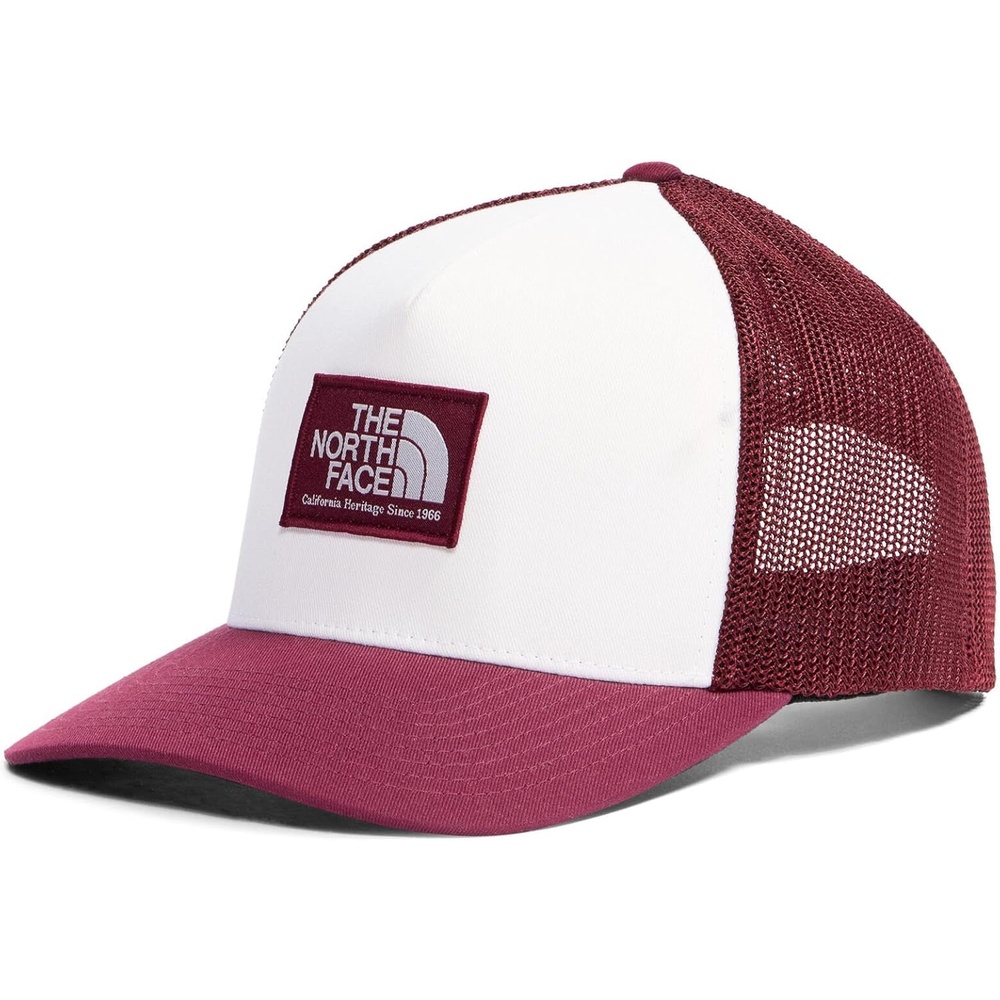 image:imageTHE NORTH FACE Keep It Patched Trucker Deep Fit Snapback Hat for Men amp Women With Breathable Mesh PanelsBurgundy CrushWhite Dune