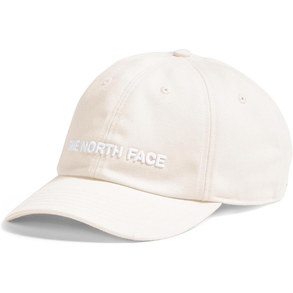 image:imageTHE NORTH FACE Roomy Norm Hat Classic Fit Ball Cap for Men amp Women Embroidered Logo Adjustable Strap amp Silver BuckleWhite DuneRaw UndyedHorizontal Logo