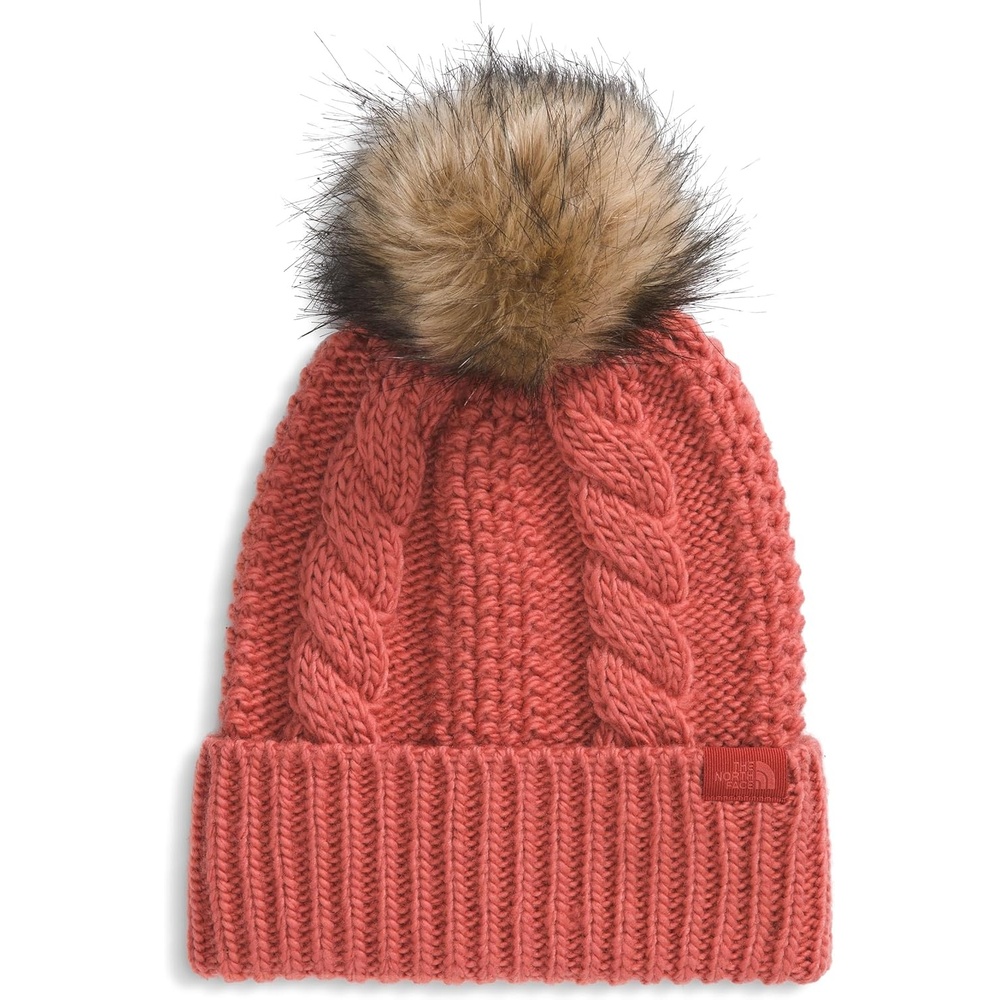 image:imageTHE NORTH FACE Womens Oh Mega Fur Pom Beanie Deep Fit Cuffed Winter Hat With Oversized Fauxfur Pom amp Cable DetailingMars Dust