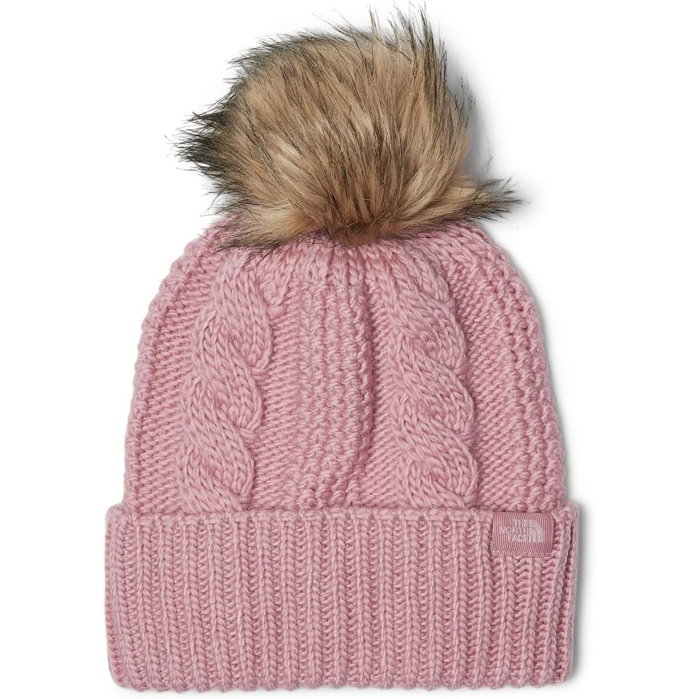 image:imageTHE NORTH FACE Womens Oh Mega Fur Pom Beanie Deep Fit Cuffed Winter Hat With Oversized Fauxfur Pom amp Cable DetailingMauve