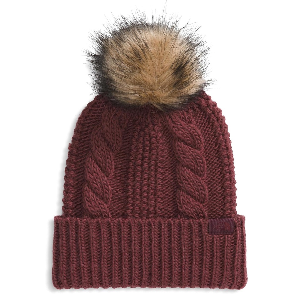image:imageTHE NORTH FACE Womens Oh Mega Fur Pom Beanie Deep Fit Cuffed Winter Hat With Oversized Fauxfur Pom amp Cable DetailingSumac