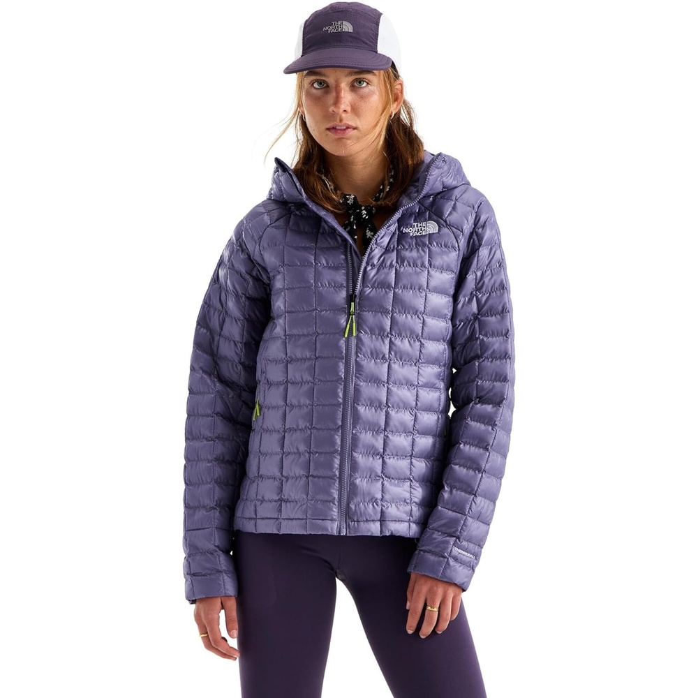 image:imageTHE NORTH FACE Womens Thermoball Hooded Jacket High Loft Insulation Wind amp Water Resistant Adjustable Hood amp Zip PocketsGrounded Plum