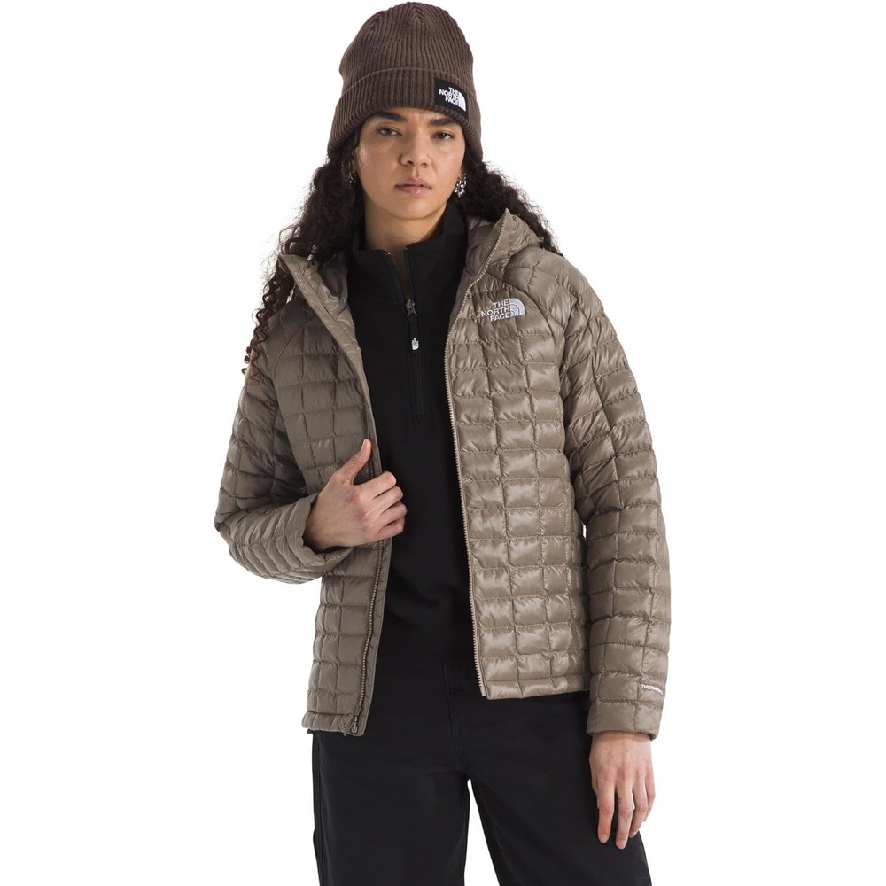 image:imageTHE NORTH FACE Womens Thermoball Hooded Jacket High Loft Insulation Wind amp Water Resistant Adjustable Hood amp Zip PocketsMocha Brown