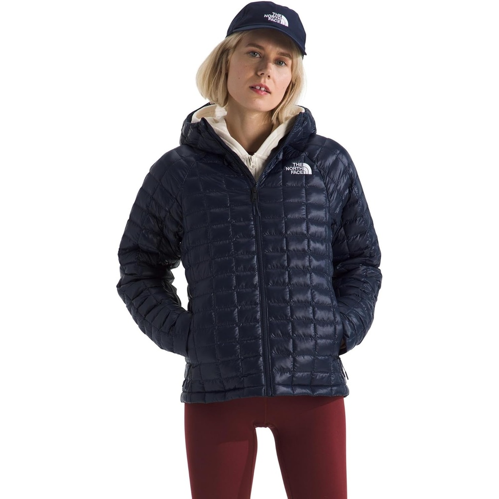 image:imageTHE NORTH FACE Womens Thermoball Hooded Jacket High Loft Insulation Wind amp Water Resistant Adjustable Hood amp Zip PocketsSummit Navy