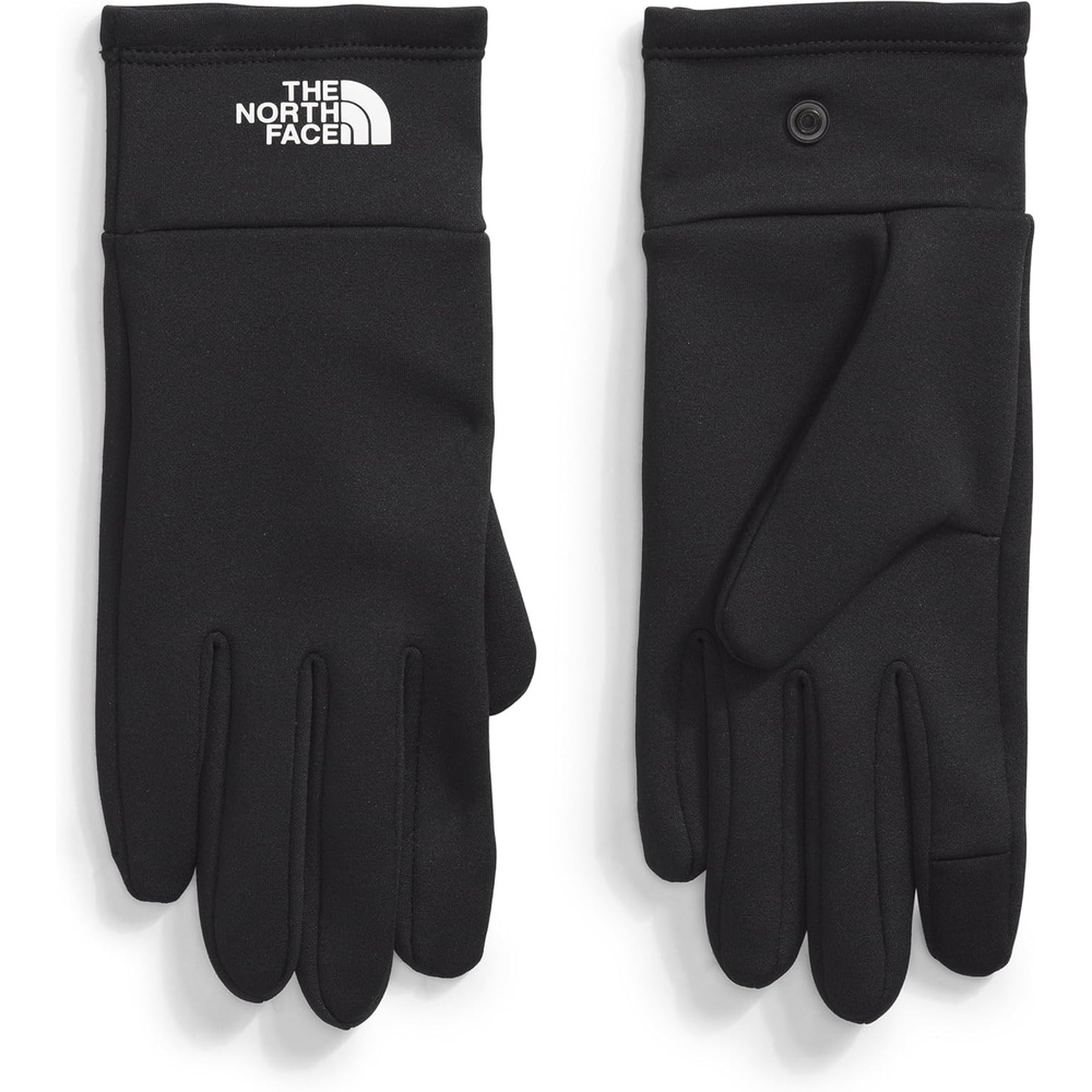 image:imageThe North Face Kids Etip Liner Glove Touchscreen Compatible Hand Warming Double Knit Fleece Shell Snap CuffsTnf Black