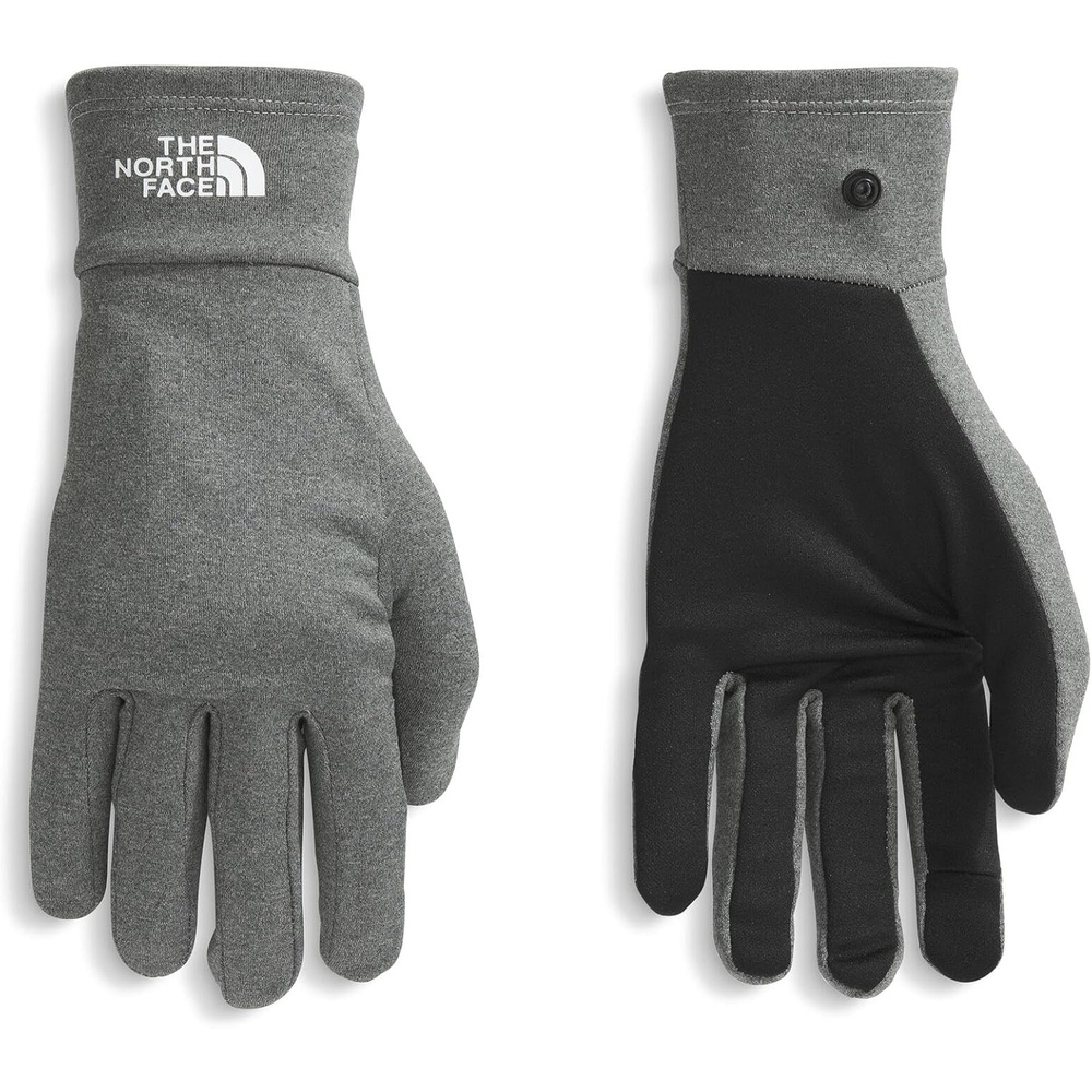 image:imageThe North Face Kids Etip Liner Glove Touchscreen Compatible Hand Warming Double Knit Fleece Shell Snap CuffsTnf Medium Grey Heather