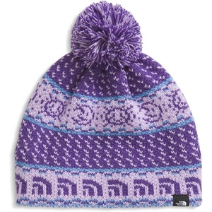 THE NORTH FACE Kids’ Cabin Ski Tuke | Winter Hat With Novelty Jacquard Graphic, Sustainable Fabric, Removable Pom(Lite Lilac Jacquard)