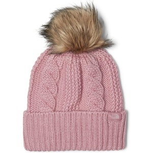 THE NORTH FACE Women’s Oh Mega Fur Pom Beanie | Deep Fit Cuffed Winter Hat With Oversized Faux-fur Pom & Cable Detailing(Mauve)