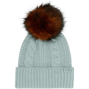 THE NORTH FACE Women’s Oh Mega Fur Pom Beanie | Deep Fit Cuffed Winter Hat With Oversized Faux-fur Pom & Cable Detailing(Muted Pine)
