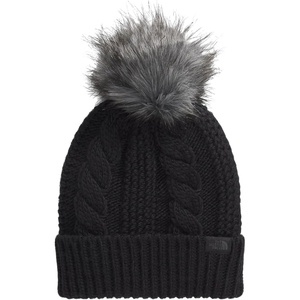 THE NORTH FACE Women’s Oh Mega Fur Pom Beanie | Deep Fit Cuffed Winter Hat With Oversized Faux-fur Pom & Cable Detailing(Tnf Black)