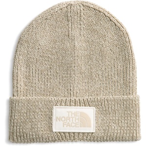 The North FACE Unisex-Adult TNF Logo Box Cuffed Beanie(Gravel Heather/White Dune)