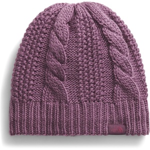 The North FACE Womens Oh Mega Lined Beanie | Deep Fit, Cuffed Winter Hat with Soft Cable Knit Texture & Fleece Lining(Midnight Mauve)