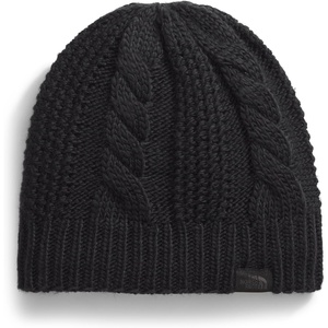 The North FACE Womens Oh Mega Lined Beanie | Deep Fit, Cuffed Winter Hat with Soft Cable Knit Texture & Fleece Lining(Tnf Black)