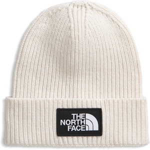 The North Face Kids’ TNF Logo Box Cuffed Beanie – Classic Fit Winter Hat for Boys & Girls, Soft & Stretchy Recycled Yarn(White Dune)
