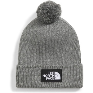 The North Face Unisex Adult TNF Logo Box Pom Beanie(Tnf Medium Grey Heather)