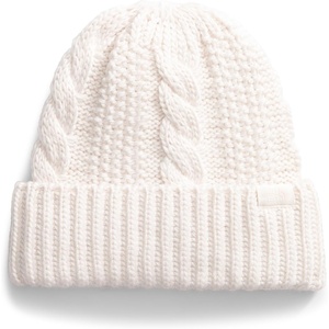 The North Face Women’s Oh Mega Beanie | Classic Fit, Winter Hat with Soft Cable Knit Texture, Adjustable Cuff(White Dune)