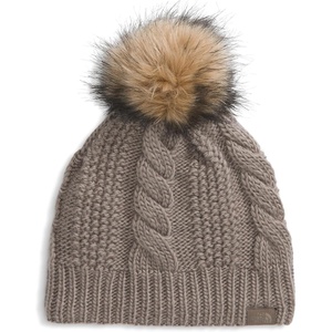 The North Face Womens Oh Mega Fur Pom Lined Beanie(Mocha Brown)