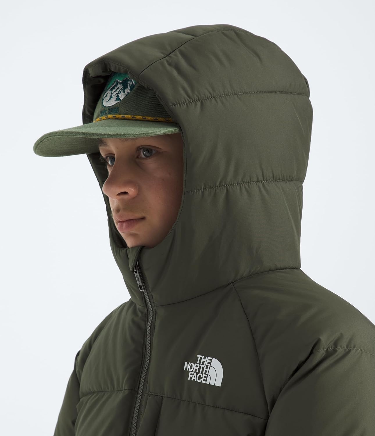 image:imageNorth Down Hooded Jacket BoysNew Taupe Green