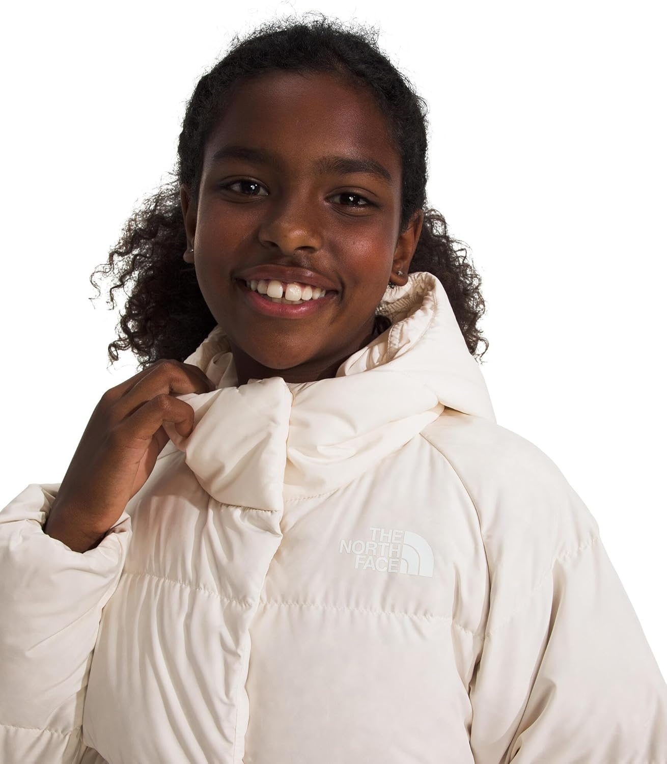 image:imageNorth Down Hooded Jacket GirlsWhite Dune