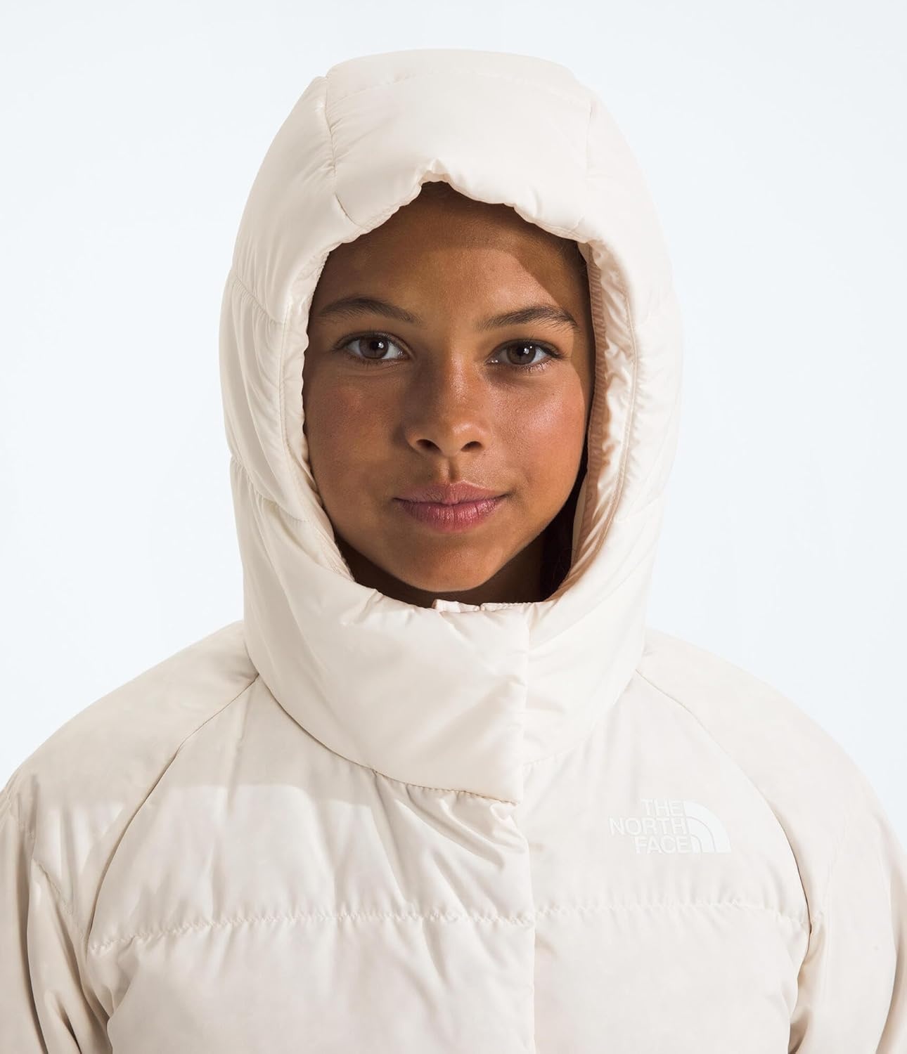 image:imageNorth Down Hooded Jacket GirlsWhite Dune
